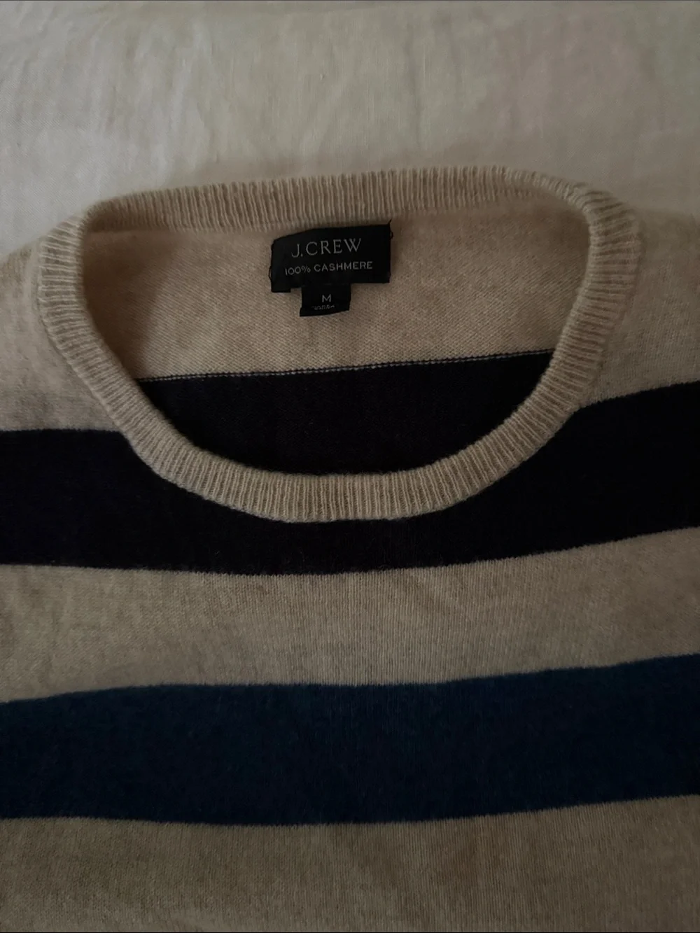 J. Crew Cashmere Crewneck Sweater with Multicolor Stripes